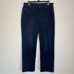 Eileen Fisher Jeans Blue Dark Wash Organic Cotton Stretch Capris Size 10